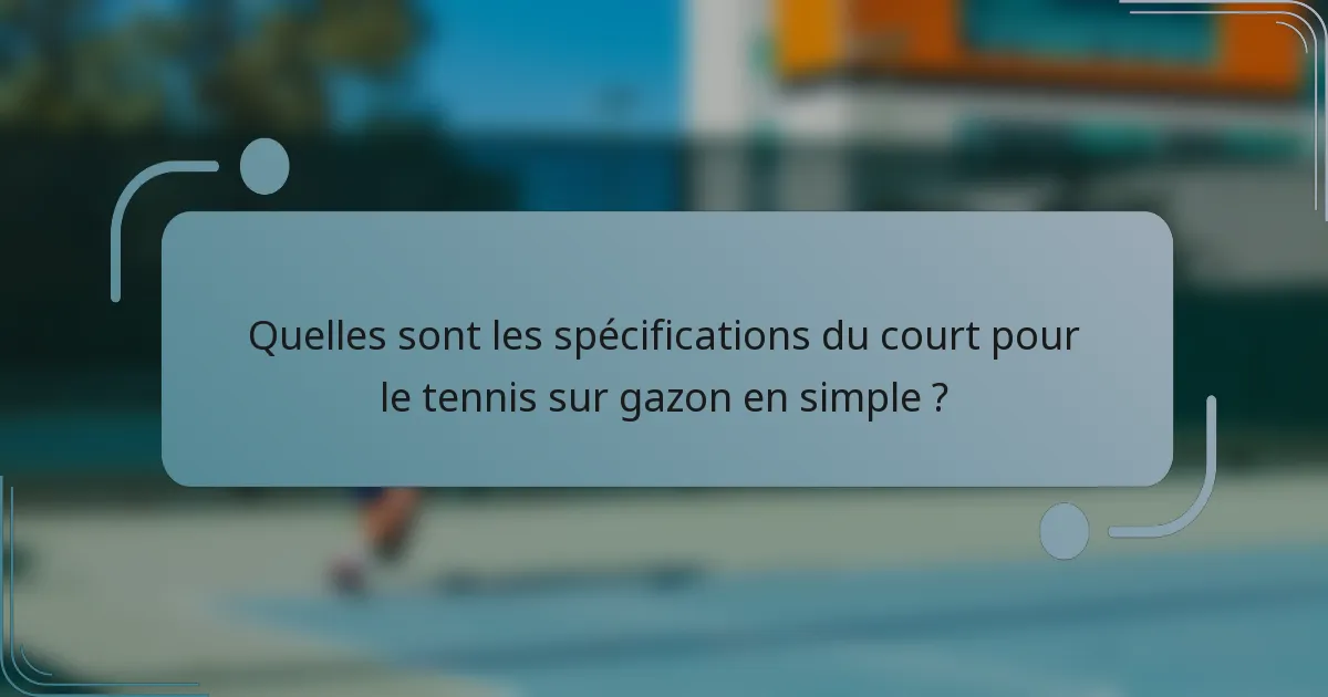 Quelles sont les spécifications du court pour le tennis sur gazon en simple ?